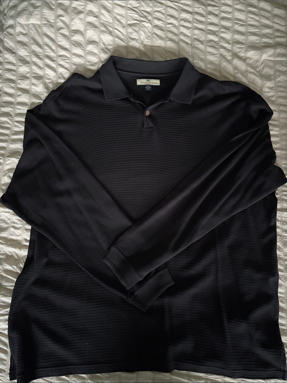 Tommy Bahama Black Striped Silk-Cotton Polo